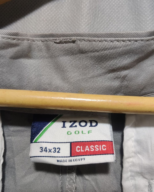 Izod Gray Cotton Dress Pant For Men L
