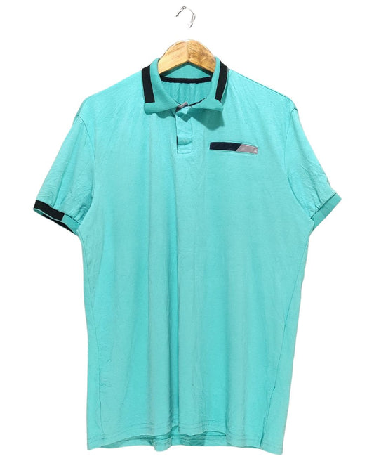 Preloved Label Blue Cotton Polo T Shirt For Men Large