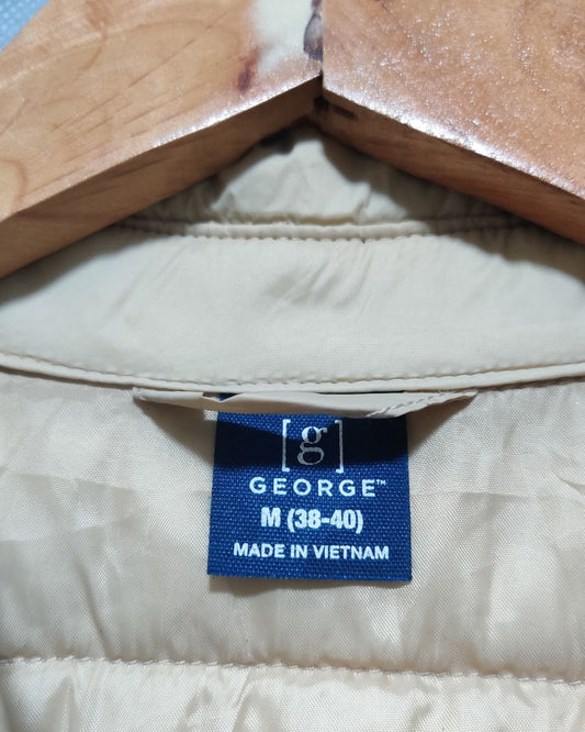 George Cream Puffer Jacket For Men Medium