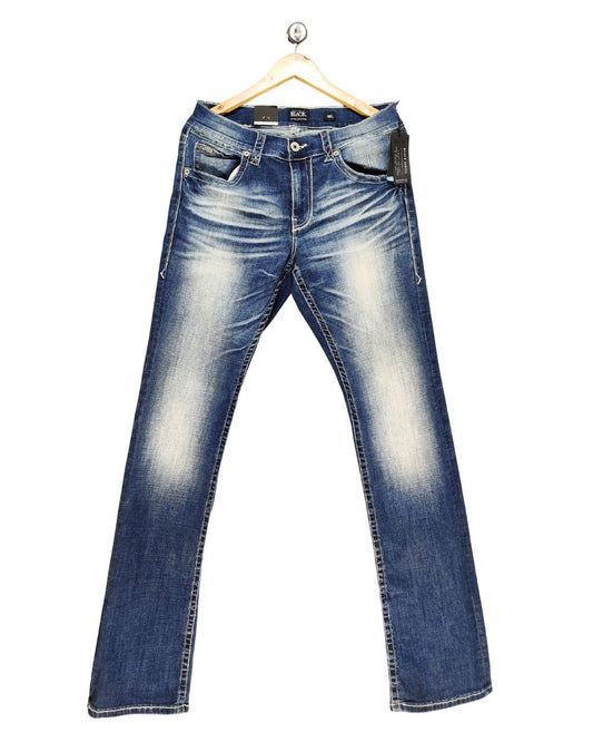 Buckle Black Blue Denim Jeans For Men M