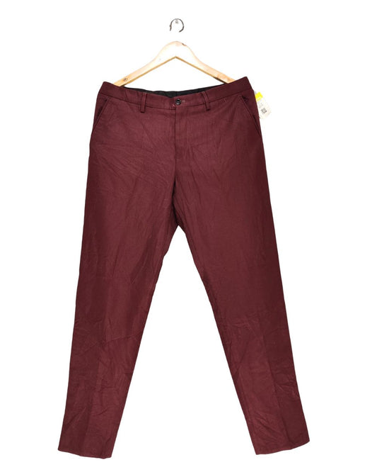 Zara Maroon Cotton Dress Pant For Men M