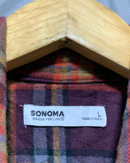 Sonoma Maroon Falalen Winter Shirt For Men Large