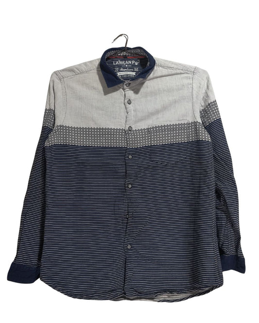 Lawman Pg3 Blue Cotton Shirt For Men Medium