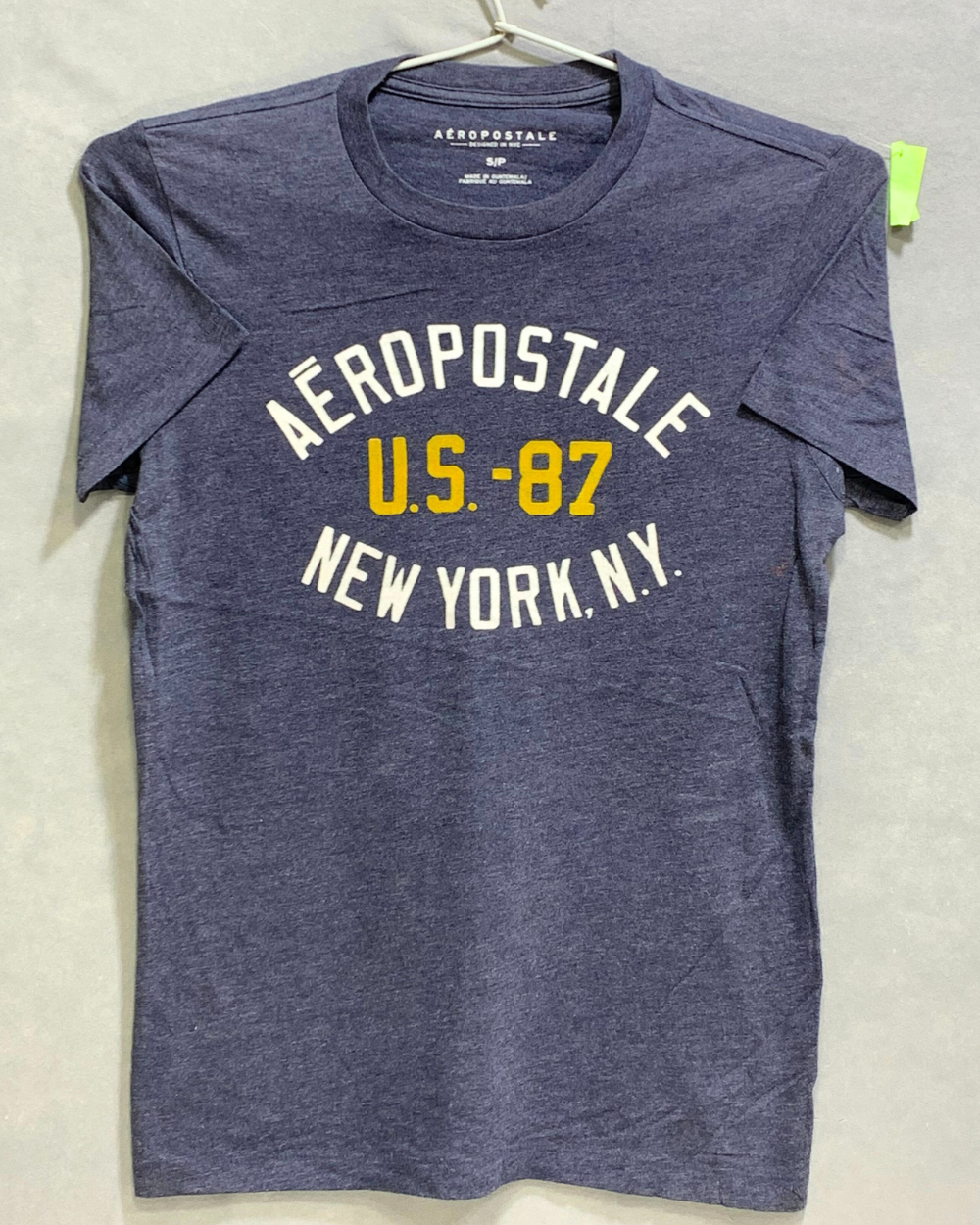 Aeropostale Branded Original Gray & Yellow Cotton T Shirt For Men