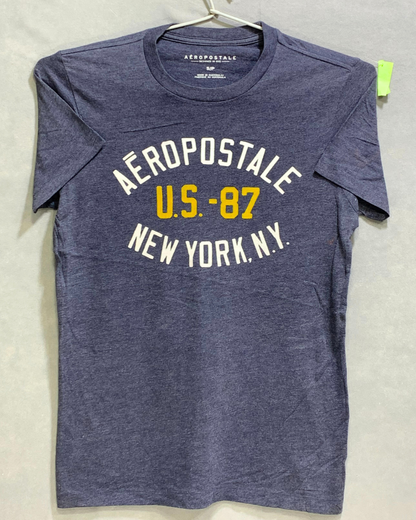 Aeropostale Branded Original Gray & Yellow Cotton T Shirt For Men