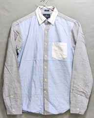 American Eagle Branded Original Blue & Gray Cotton Shirt For Men