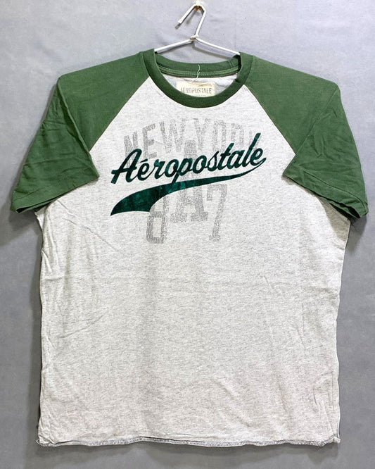 Aeropostale Branded Original Cotton Gray & Green T Shirt For Men