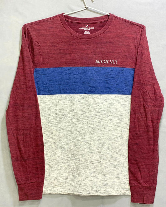American Eagle Branded Original Gray & Maroon Cotton T Shirt For Men