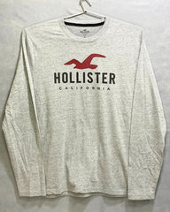Hollister Branded Original Gray & Red Cotton T Shirt For Men
