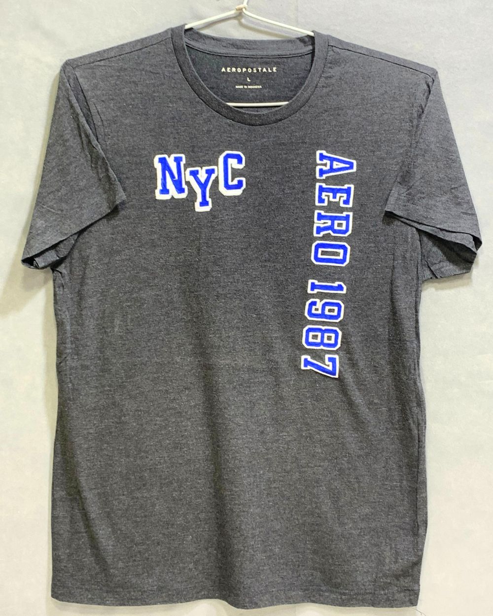 Aeropostale Branded Original Blue & Gray Cotton T Shirt For Men