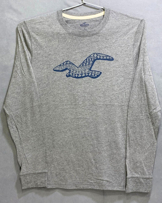 Hollister Branded Original Cotton Gray & Blue T Shirt For Men