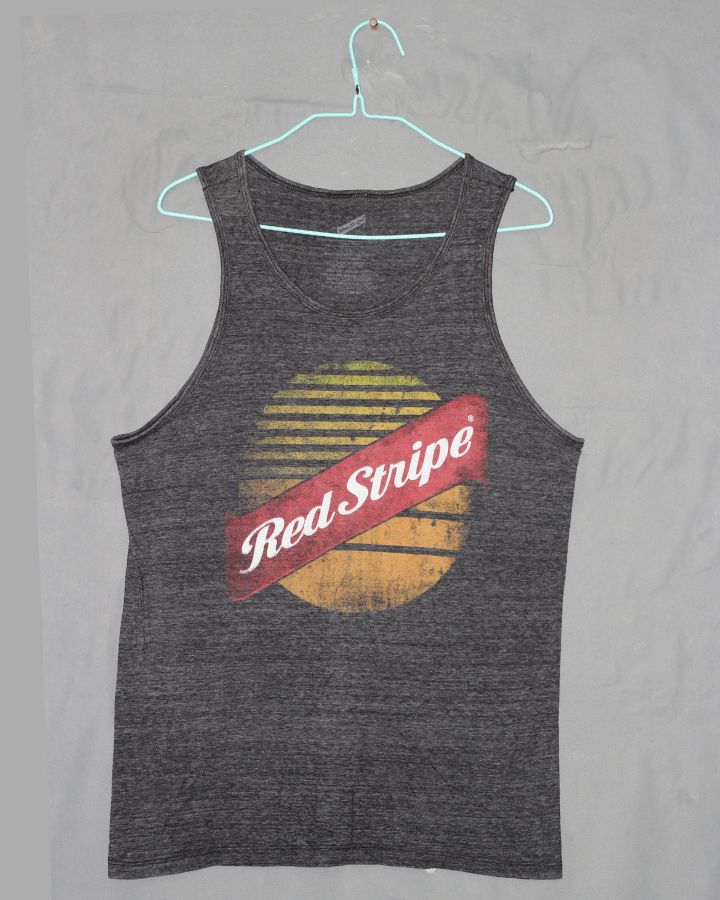 Red Stripe Branded Original Vest T Shirt For Men | Preloved Labels