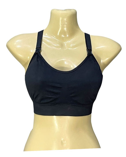Isabel Maternity Black Sports Gym Bra For Women M