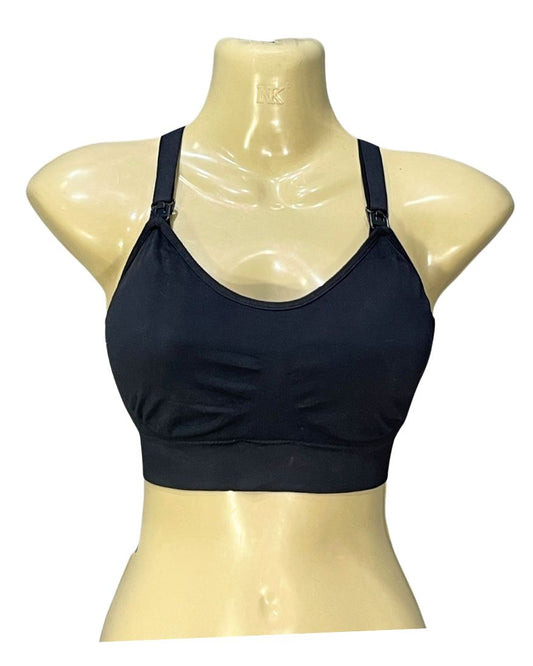 Isabel Maternity Black Sports Gym Bra For Women M