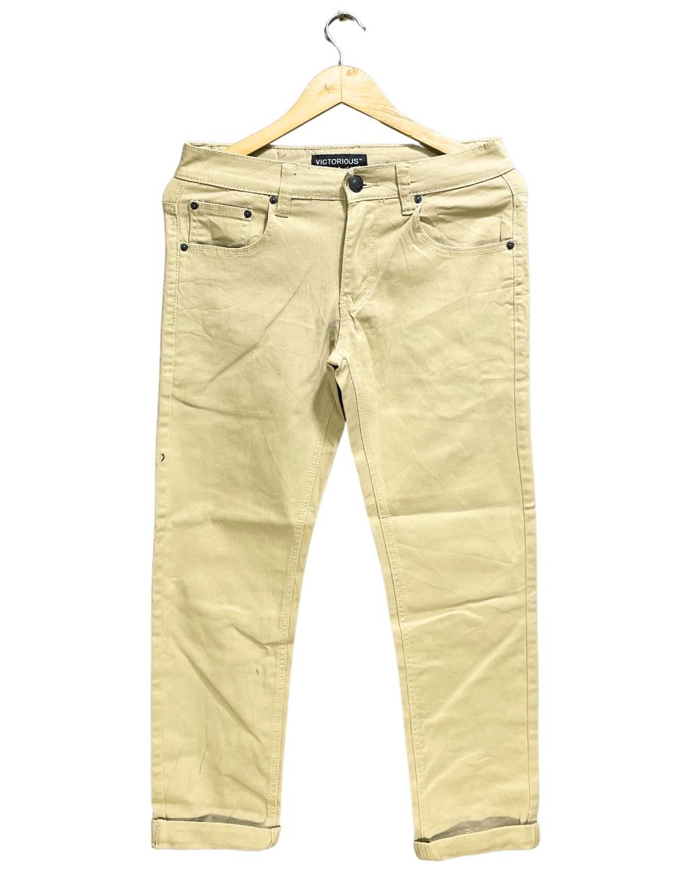 Victorious Khaki Cotton Jeans For Men S