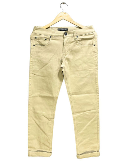 Victorious Khaki Cotton Jeans For Men S