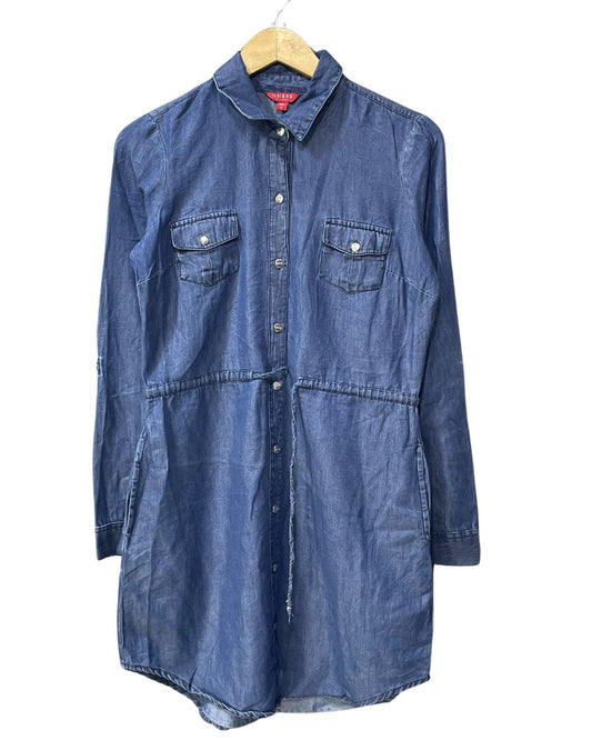 Guess Blue Cotton Denim For Women Tops Small
