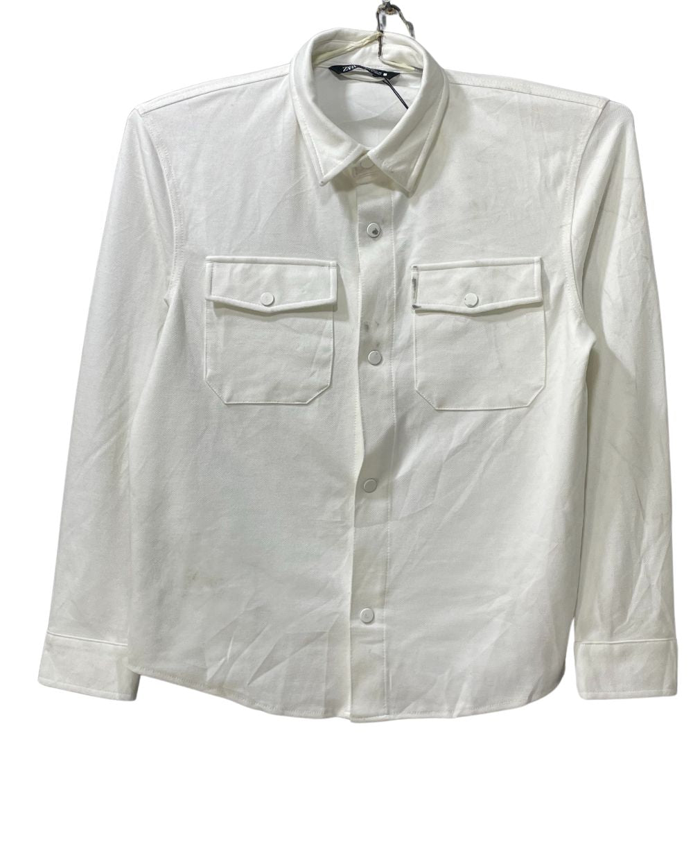 Zara White Falalen Winter Shirt For Men Large