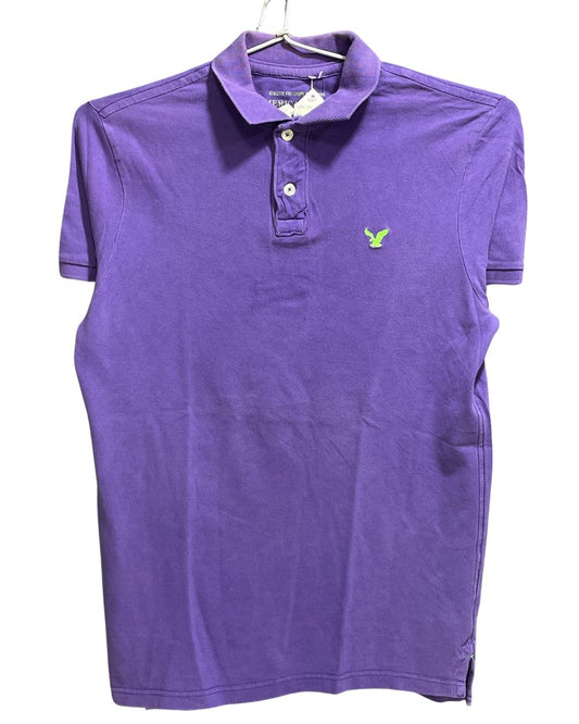 American Eagle Purple Cotton Jersey Polo T Shirt For Men Medium