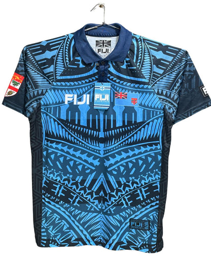 FIJI Blue Polyester Sport Polo T Shirt For Men Large
