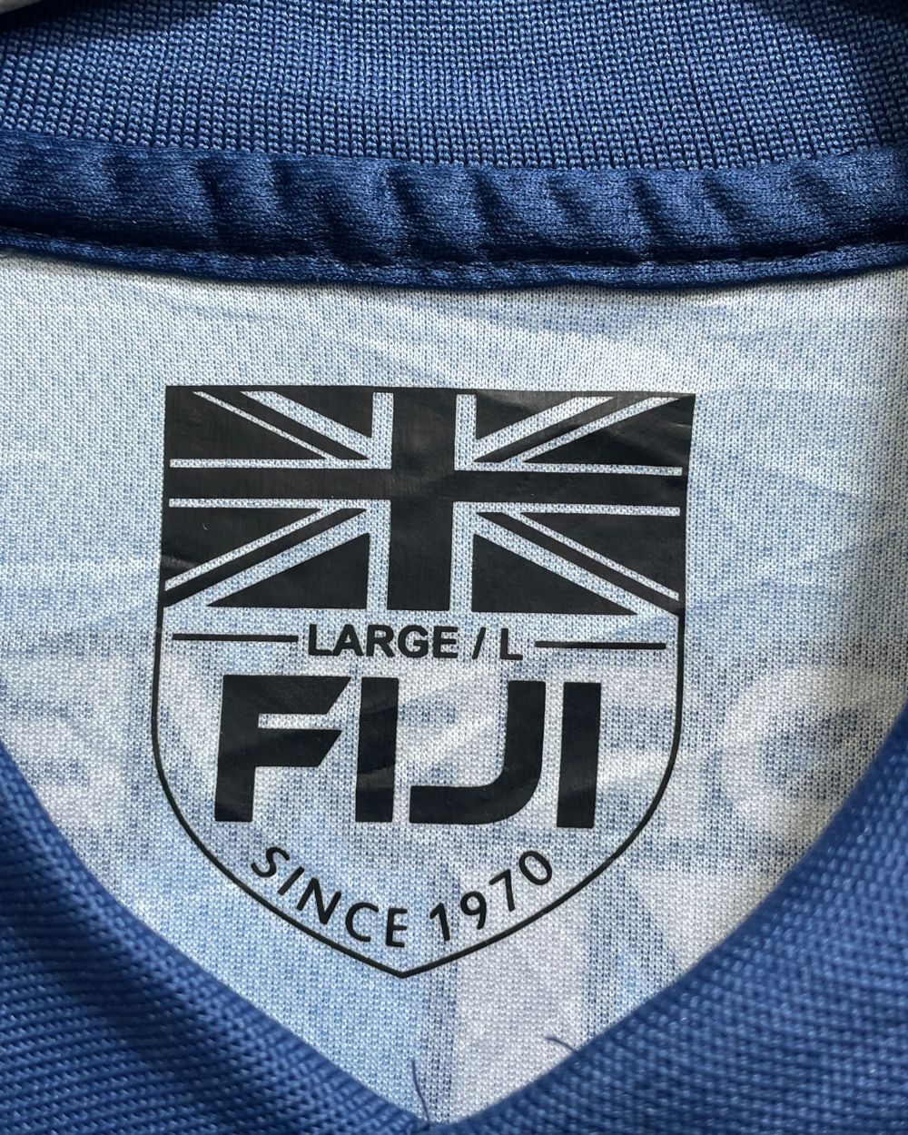 FIJI Blue Polyester Sport Polo T Shirt For Men Large