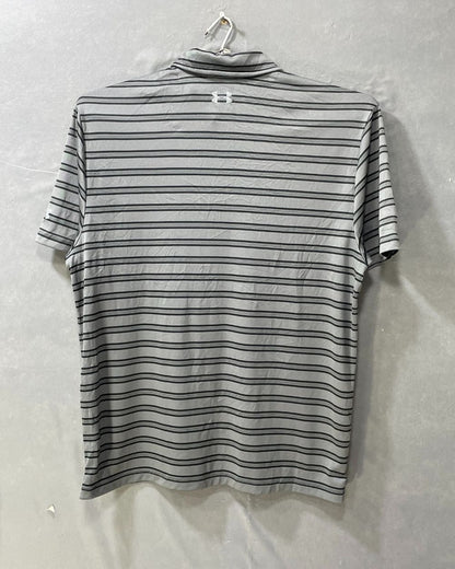 Under Armour Grey Polyester Sport Polo T Shirt For Men Large