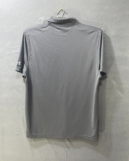 Under Armour Grey Polyester Sport Polo T Shirt For Men Large