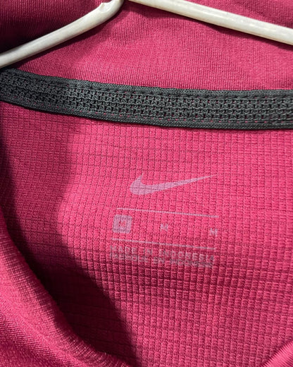 Nike Maroon Polyester Sport Polo T Shirt For Men Medium