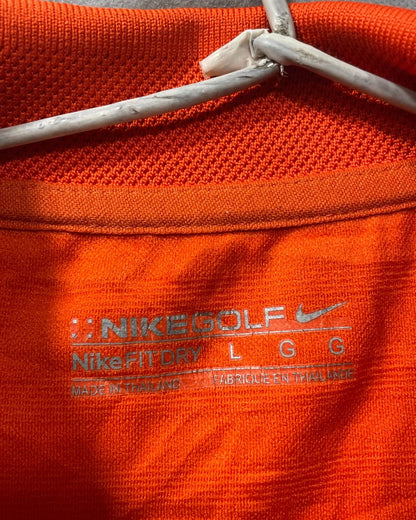 Nike Golf Orange Polyester Sport Polo T Shirt For Men Large