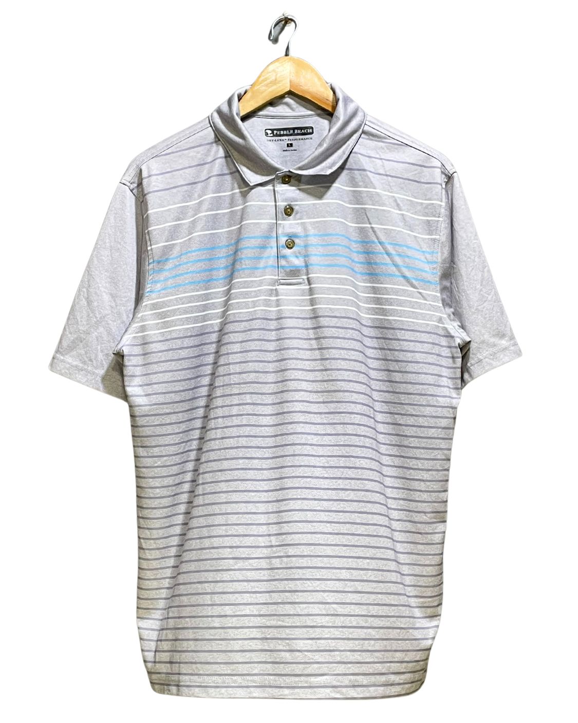 Pebble Beach Gray Sport Polo T Shirt For Men L | Preloved Labels
