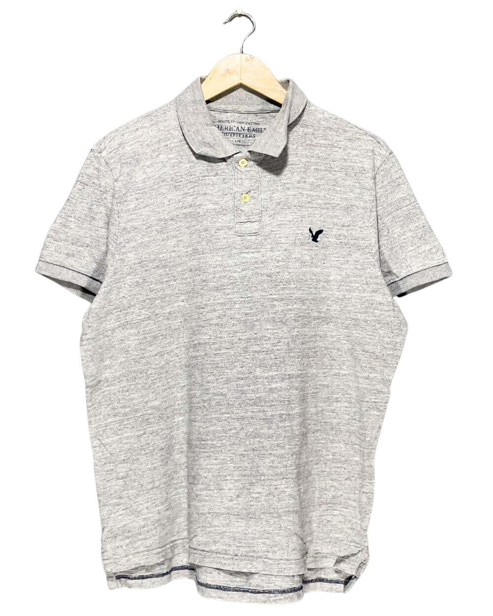 American Eagle Gray Cotton Polo T Shirt For Men Large | Preloved Labels