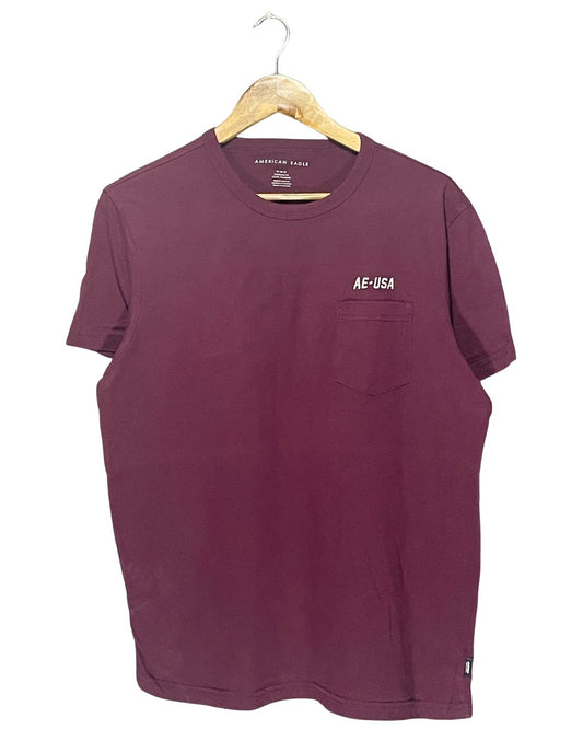 American Eagle Maroon T Shirt For Men M