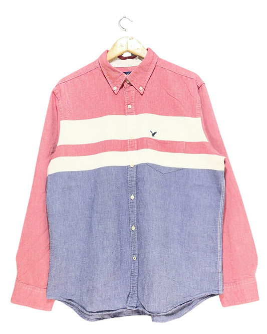American Eagle Blue Cotton Shirt For Men X Large