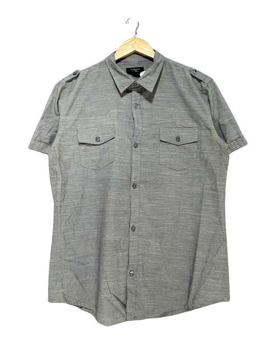 Attention Gray Cotton Shirt For Men Large