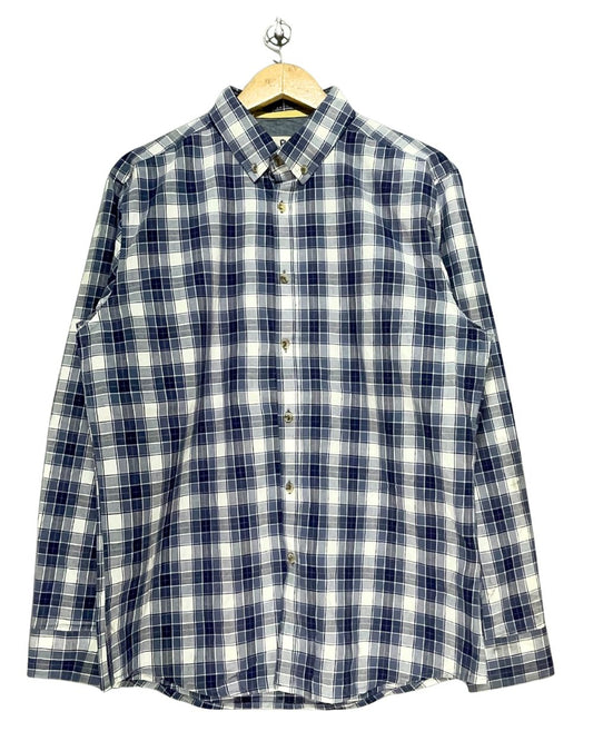 Steel & Jelly Blue Cotton Shirt For Men Large
