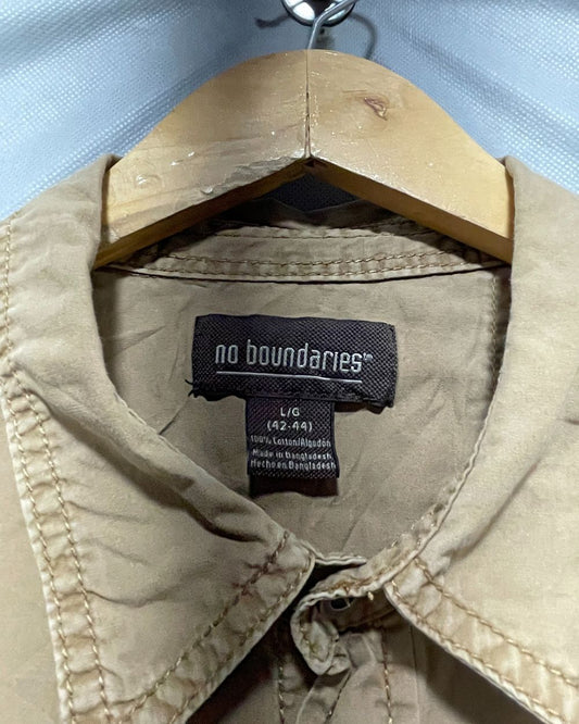 No Boundaries Brown Cotton Shirt For Men Large