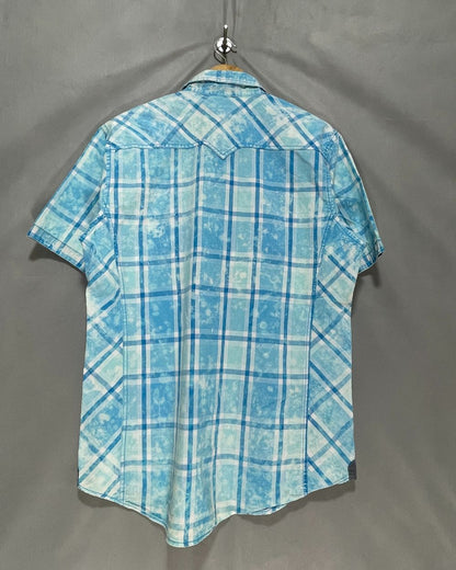 Vintage Blue Cotton Shirt For Men Large