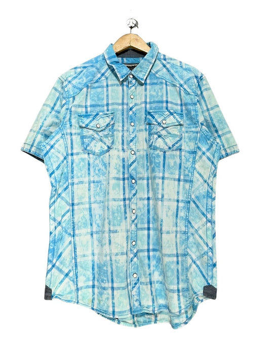 Vintage Blue Cotton Shirt For Men Large