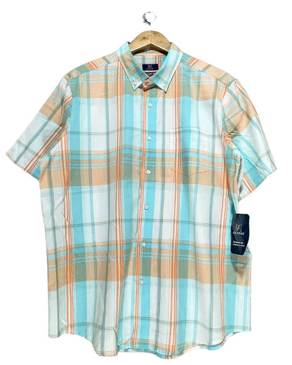 George Orange Cotton Shirt For Men Large