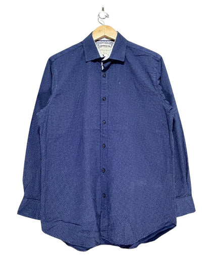 Con Struct Blue Cotton Shirt For Men Large