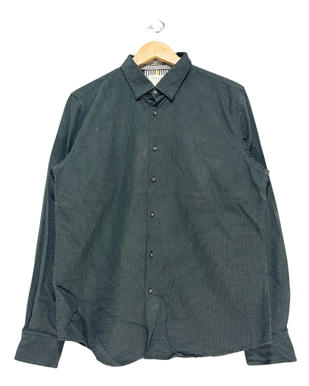 Denim & Flower Black Cotton Shirt For Men Large