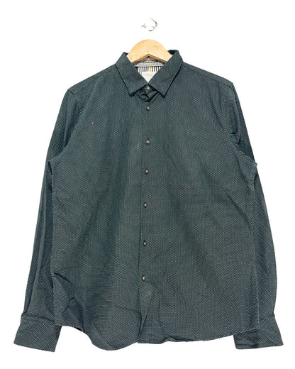 Denim & Flower Black Cotton Shirt For Men Large