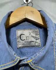 CR2 Blue Cotton Shirt For Men Large