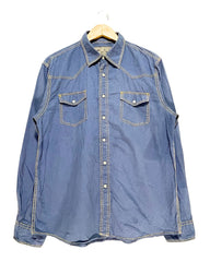 CR2 Blue Cotton Shirt For Men Large