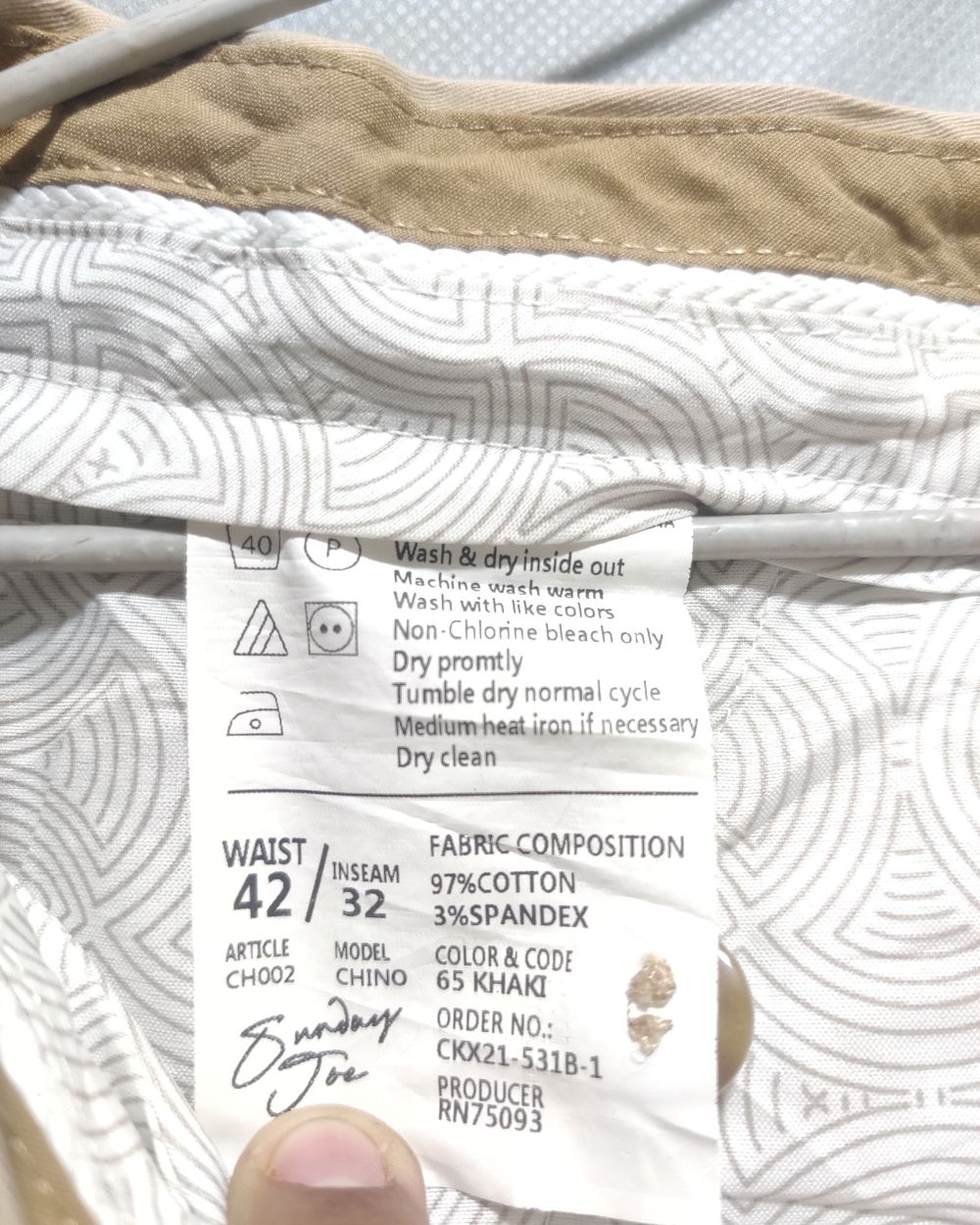 Sunday Joe Cream Cotton Dress Pant For Men XXL