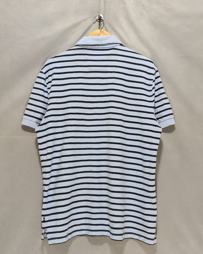 Nautica Blue Cotton Polo T Shirt For Men Large