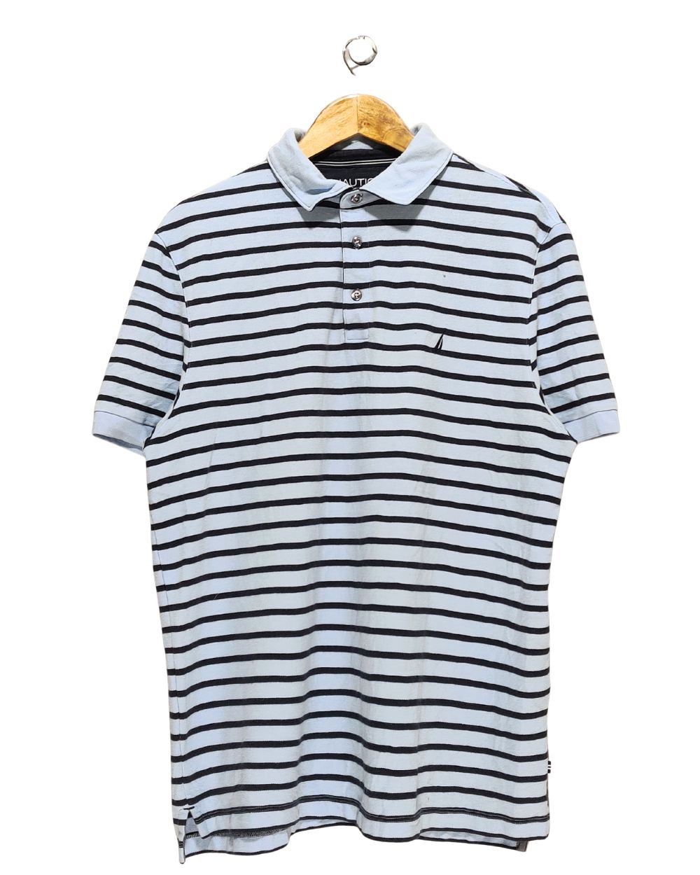 Nautica Blue Cotton Polo T Shirt For Men Large