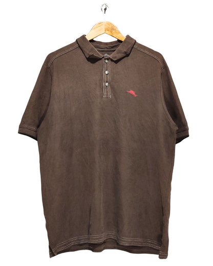 Tommy Bahama Brown Cotton Polo T Shirt For Men Large