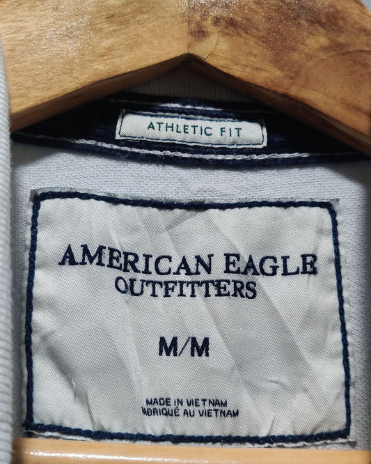 American Eagle White Cotton Polo T Shirt For Men Large