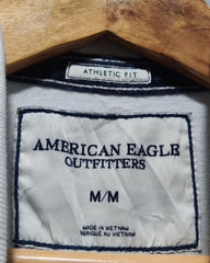 American Eagle White Cotton Polo T Shirt For Men Large
